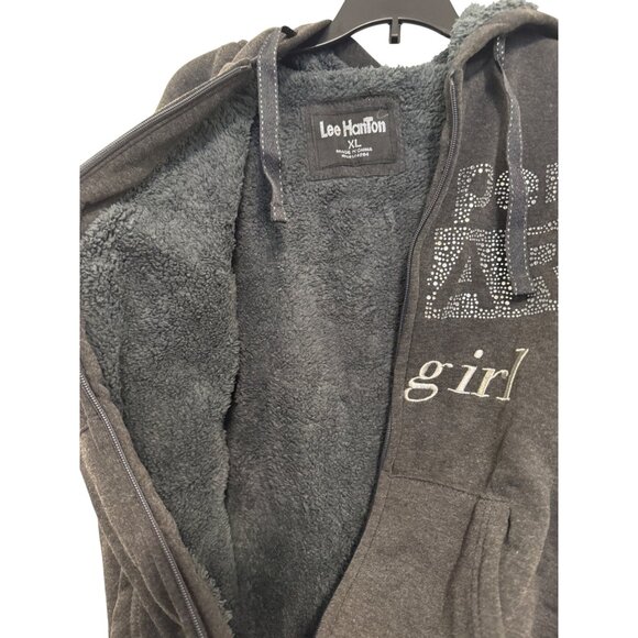 Lee HanTon Womens Hooded Zip-Up Jacket XL Charcoal Gray Soft Lined Super Star Pr - Picture 4 of 7